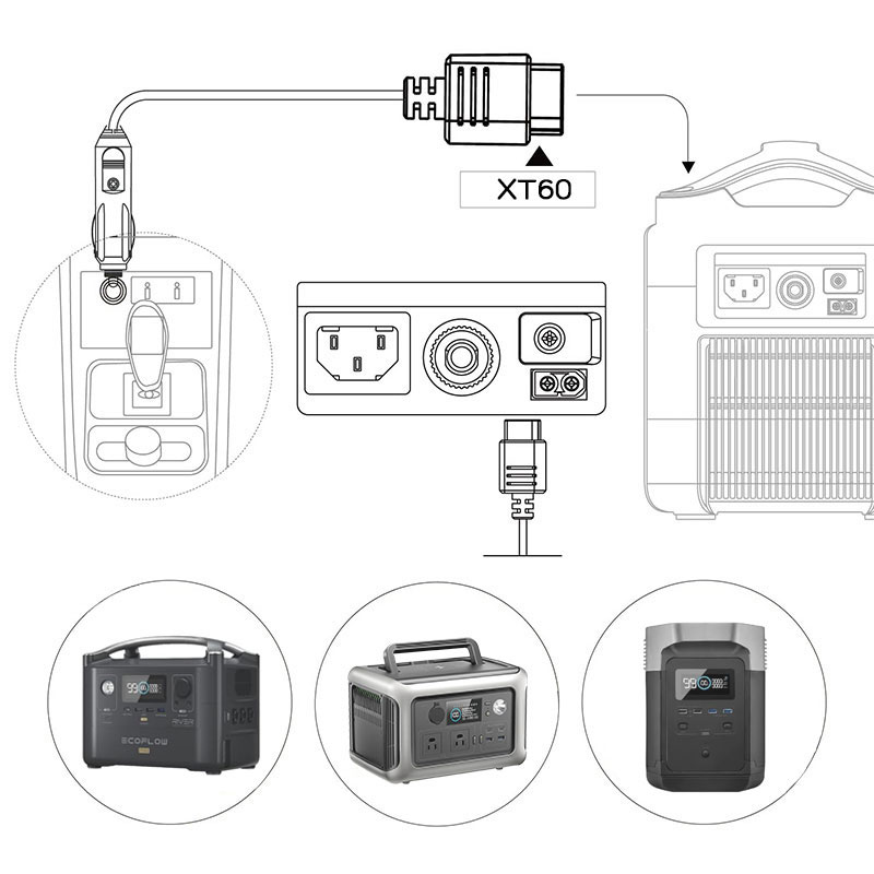 1.5m/5피트 XT60-자동차 시가 라이터 케이블(A - Anker Power Station Solix C1000 리뷰 및 가격