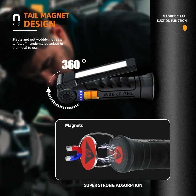 휴대용 COB LED 손전등 USB 충전식 작업등 내장 - Renewable Energy Battery 리뷰 및 가격