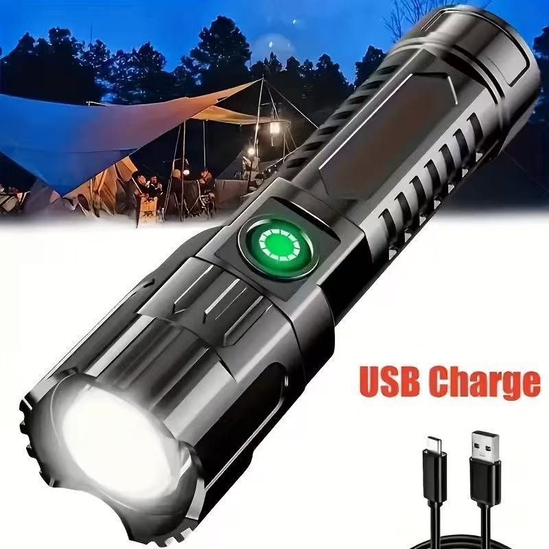 새로운 고출력 LED 손전등 USB 충전식 토치 내장  - Renewable Energy Battery 리뷰 및 가격
