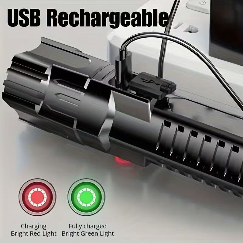 새로운 고출력 LED 손전등 USB 충전식 토치 내장  - Renewable Energy Battery 리뷰 및 가격