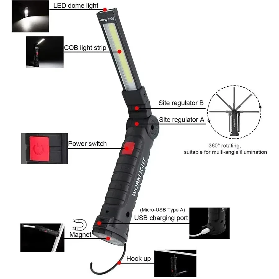 새로운 휴대용 COB LED 손전등 USB C 충전식  - Renewable Energy Battery 리뷰 및 가격