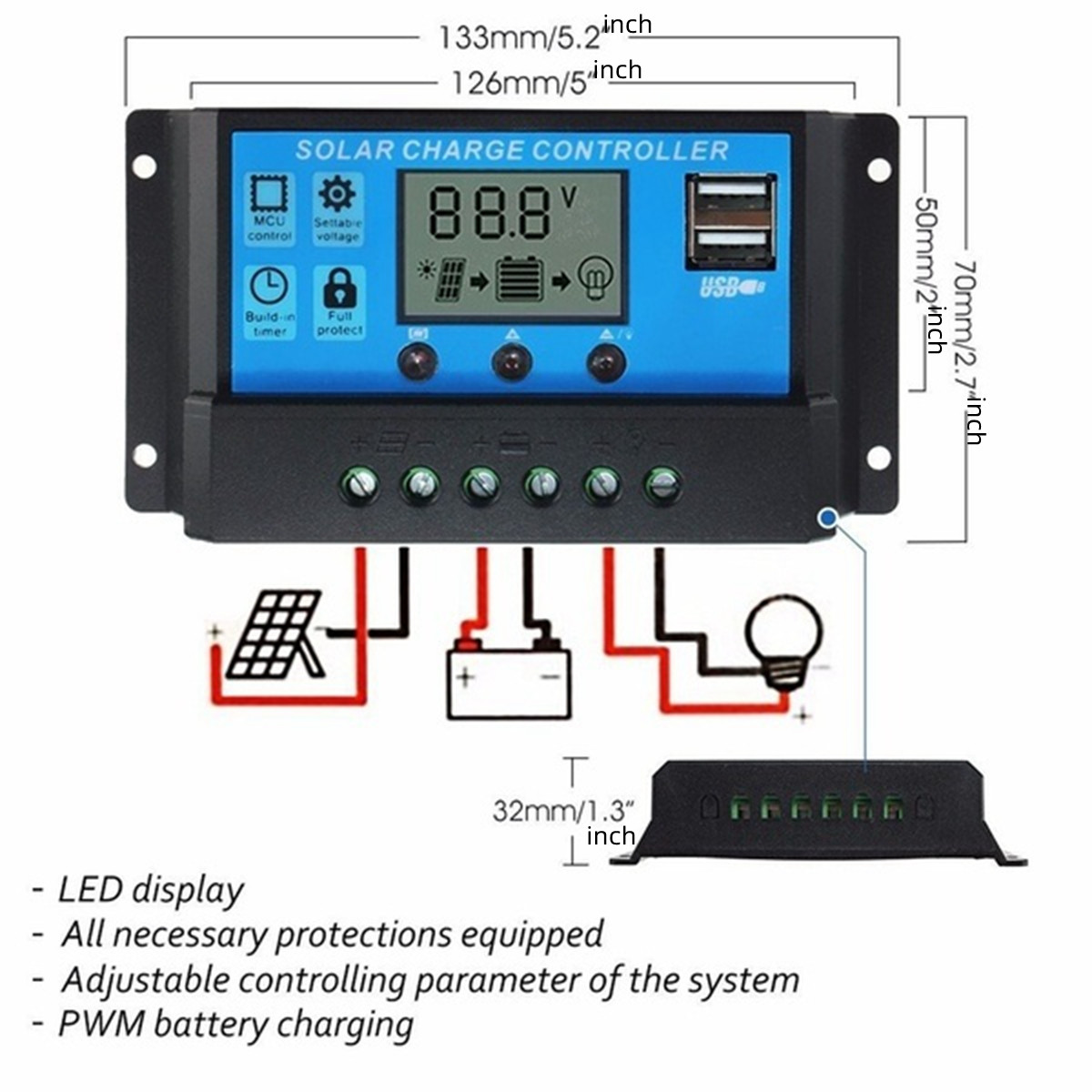 PWM 태양광 충전 및 방전 컨트롤러, LCD 디스플레 - Pwm Charge Controller 리뷰 및 가격
