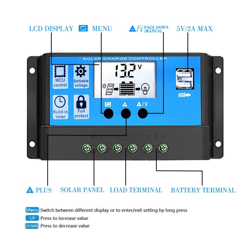 고효율 10A 20A 30A 12V 24V 자동 태양광 - Pwm Charge Controller 리뷰 및 가격